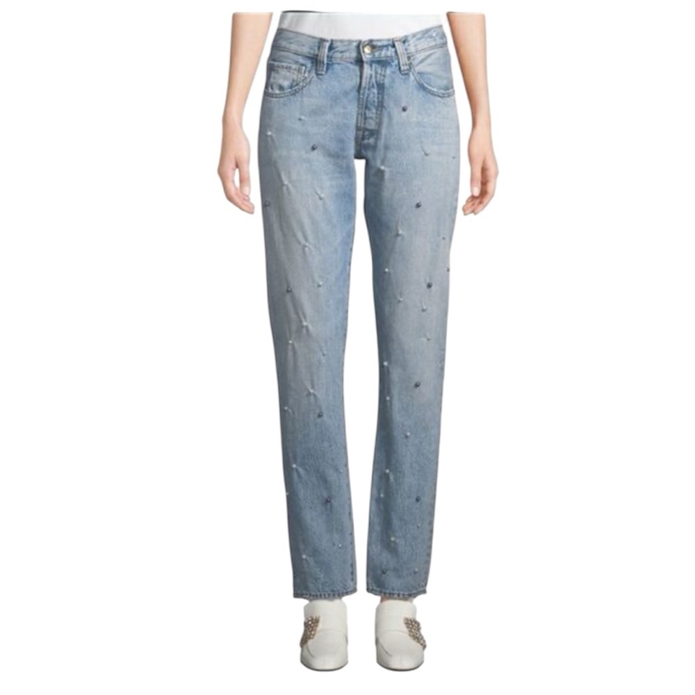 Women's PRPS El Camino Pearl‎ Light Blue Embellished Tapered Jeans